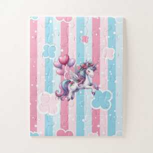 Süße lila Einhorn-Streifen-Pastellfarben-Puzzles Puzzle
