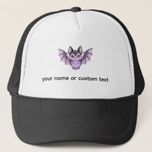 Süße lila Fledermaus Halloween Buntstift Illustrat Truckerkappe