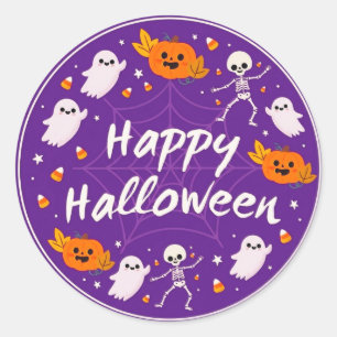 Süße lila Frohe Halloween-Aufkleber Runder Aufkleber
