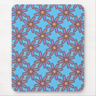 Süße lila Gänseblümchen auf Blau Mousepad
