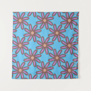 Süße lila Gänseblümchen auf Blau Wandteppich