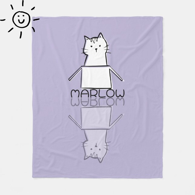 Süße lila Katze Reflexion Kritzel-Design mit indiv Fleecedecke (Von Creator hochgeladen)