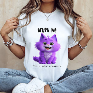 Süße lila Katze | Trau mir, ich bin eine nette Kre T-Shirt