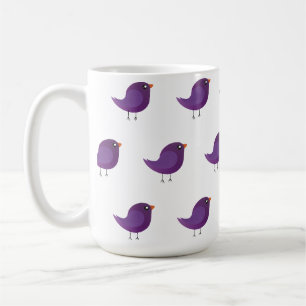 Süße lila kleine Vogelillustration Kaffeetasse
