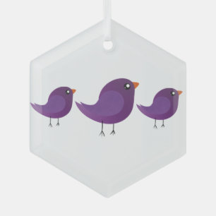 Süße lila kleine Vogelillustration Ornament Aus Glas