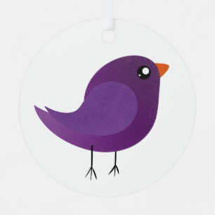 Süße lila kleine Vogelillustration Ornament Aus Metall