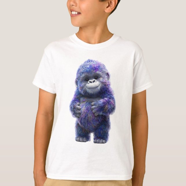 Süße lila kosmische Gorillakinder T-Shirt (Vorderseite)