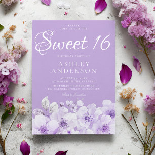Süße lila Lavendel Veilchen Sweet 16 Geburtstag Einladung