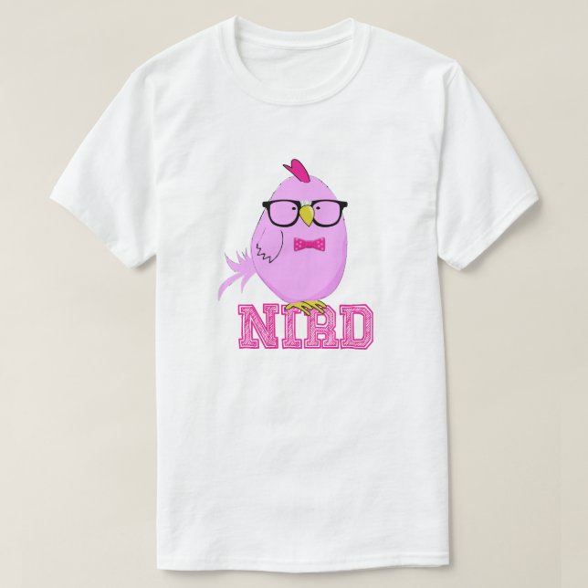 Süße lila Nerd-Vogel T-Shirt (Design vorne)