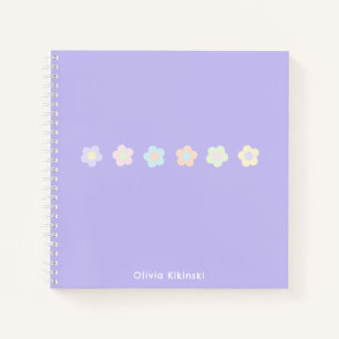 Süße lila Pastell-Blumen Name Notizbuch