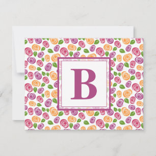 Süße lila personalisierte monogrammierte Namensini Mitteilungskarte