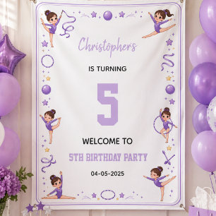 Süße lila rhythmische Gymnastik 5. Geburtstagsfeie Banner