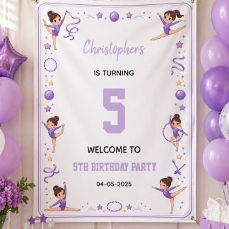 Süße lila rhythmische Gymnastik 5. Geburtstagsfeie Banner
