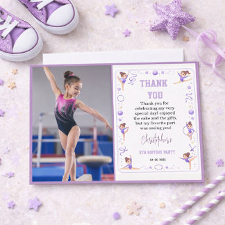 Süße lila rhythmische Sportgymnastik-Geburtstagsfe Dankeskarte
