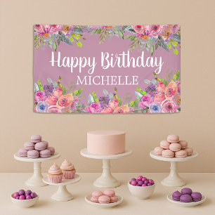 Süße lila rosa florale Alles Gute zum Geburtstag N Banner