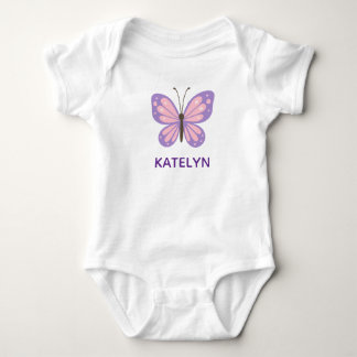 Süße lila rosa Schmetterling Personalisierter Name Baby Strampler