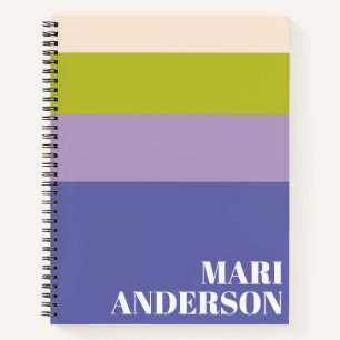 Süße lila und grüne Streifen moderne personalisier Notizbuch