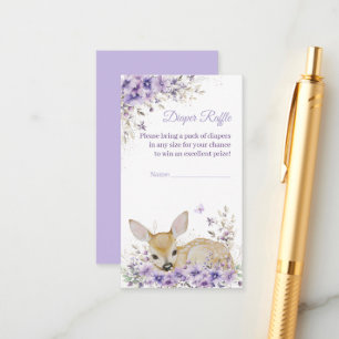 Süße lila violette florale Reh-Baby-Party Begleitkarte