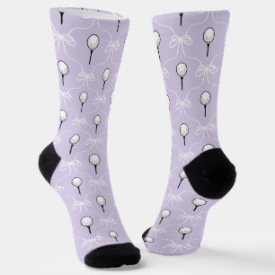 Süße lila weiße Schleife Golfball-Muster Socken