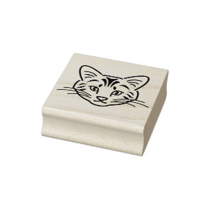 Süße Linienkunst Katzen-Gesicht Umriss Gummistempel