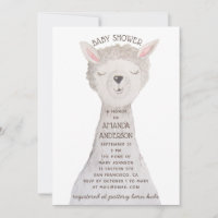 Süße Llama-Baby-Party | Neutrale Wasserfarbe-Alpak