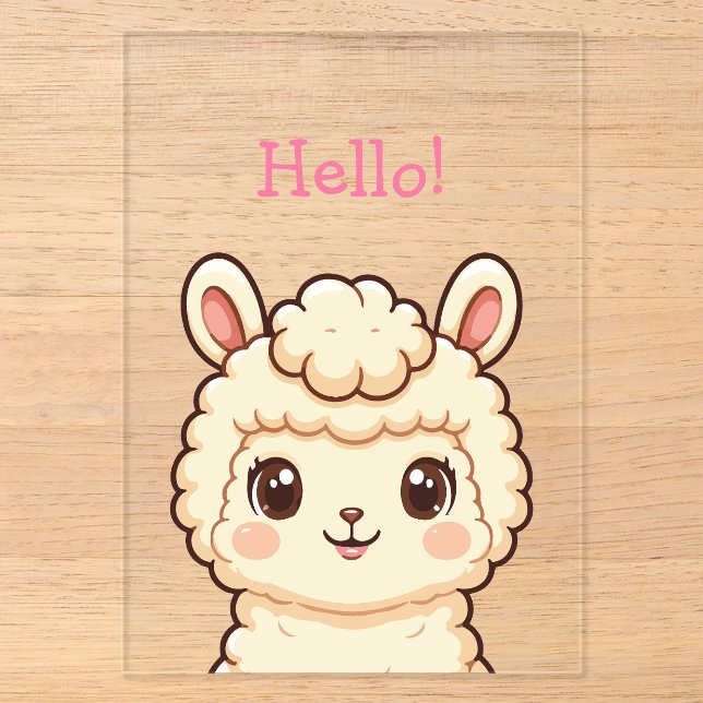 Süße Llama-Illustrationsdesign Acryleinladungen (Vorderseite)