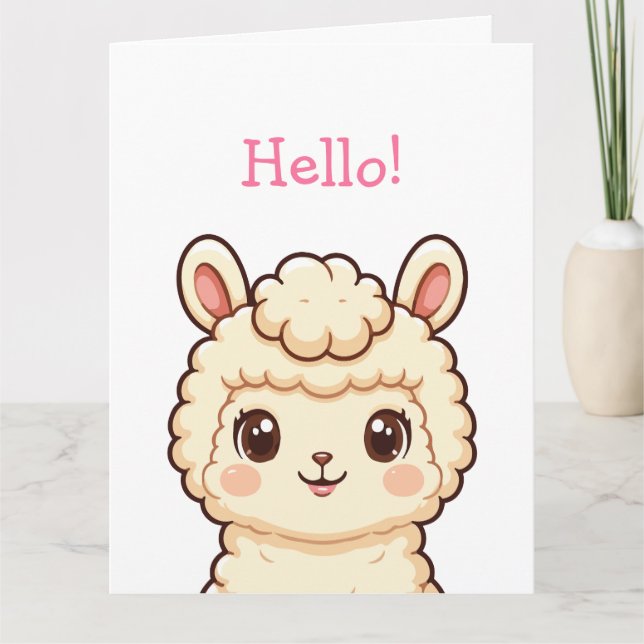 Süße Llama-Illustrationsdesign Dankeskarte (Vorderseite)