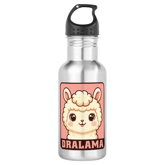 Süße Llama-Illustrationsdesign Edelstahlflasche (Vorderseite)