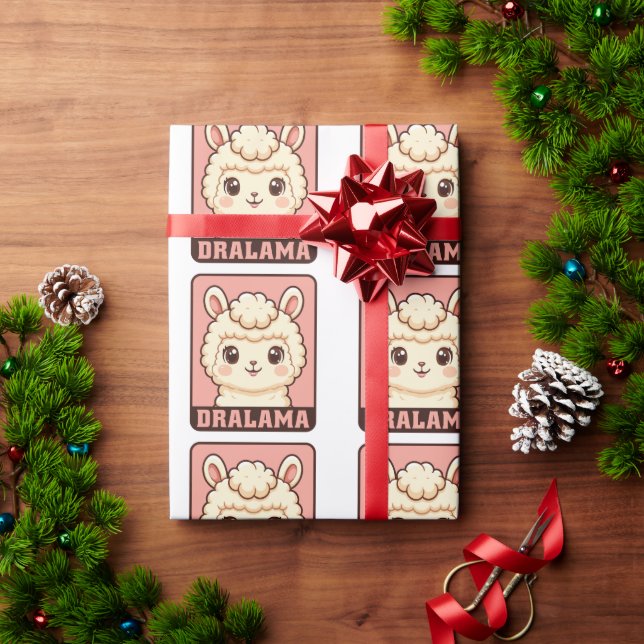Süße Llama-Illustrationsdesign Geschenkpapier (Feiertagsgeschenk)