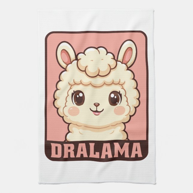 Süße Llama-Illustrationsdesign Geschirrtuch (Vertikal)