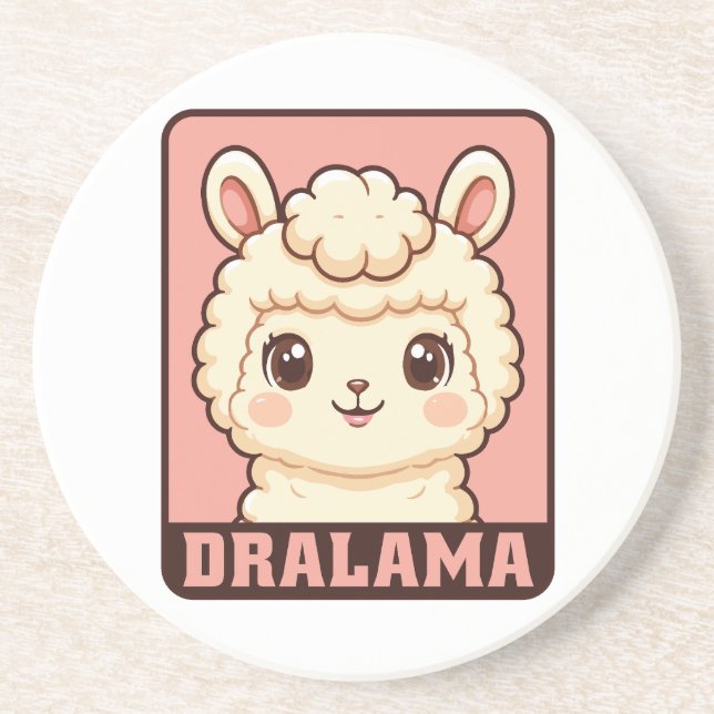 Süße Llama-Illustrationsdesign Getränkeuntersetzer (Vorne)