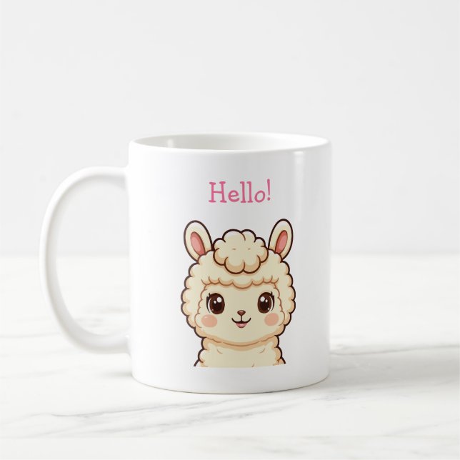 Süße Llama-Illustrationsdesign Kaffeetasse (Links)