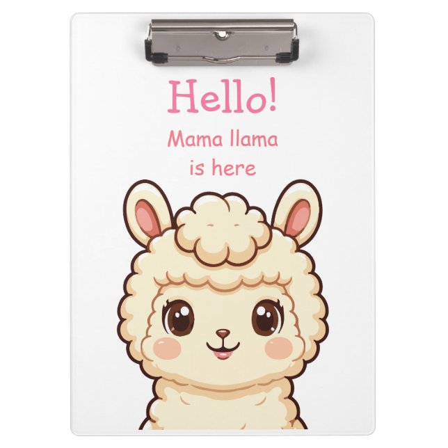 Süße Llama-Illustrationsdesign Klemmbrett (Vorderseite)