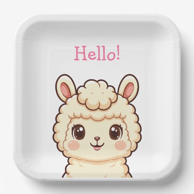 Süße Llama-Illustrationsdesign Pappteller (Vorderseite)