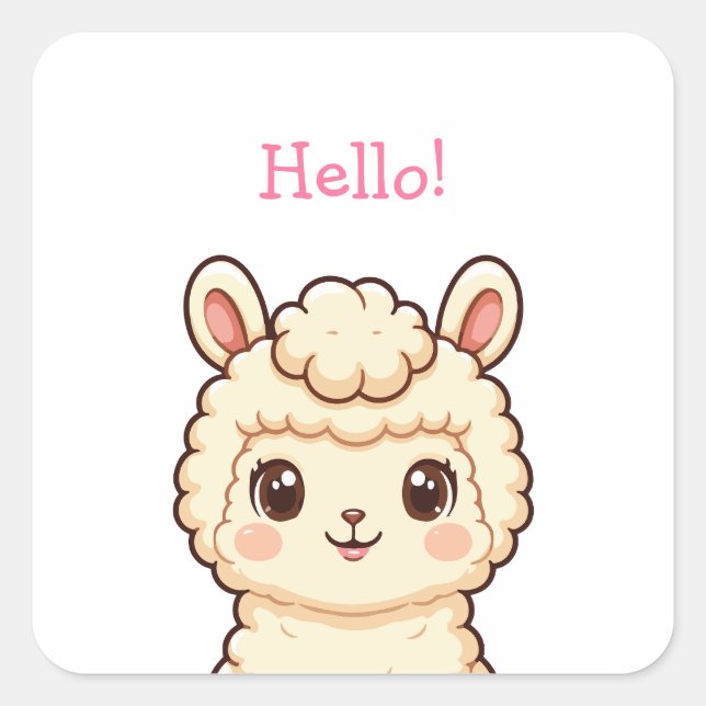 Süße Llama-Illustrationsdesign Quadratischer Aufkleber (Vorderseite)