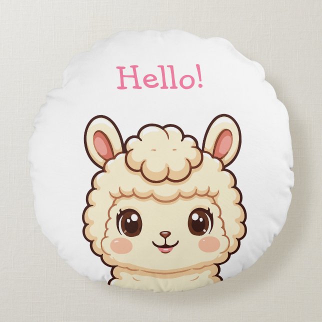 Süße Llama-Illustrationsdesign Rundes Kissen (Vorderseite)