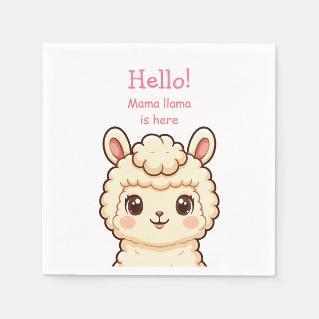 Süße Llama-Illustrationsdesign Serviette (Vorderseite)