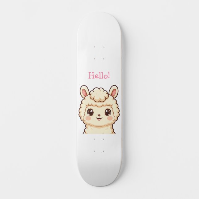 Süße Llama-Illustrationsdesign Skateboard (Vorderseite)