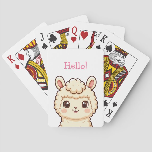 Süße Llama-Illustrationsdesign Spielkarten (Rückseite)