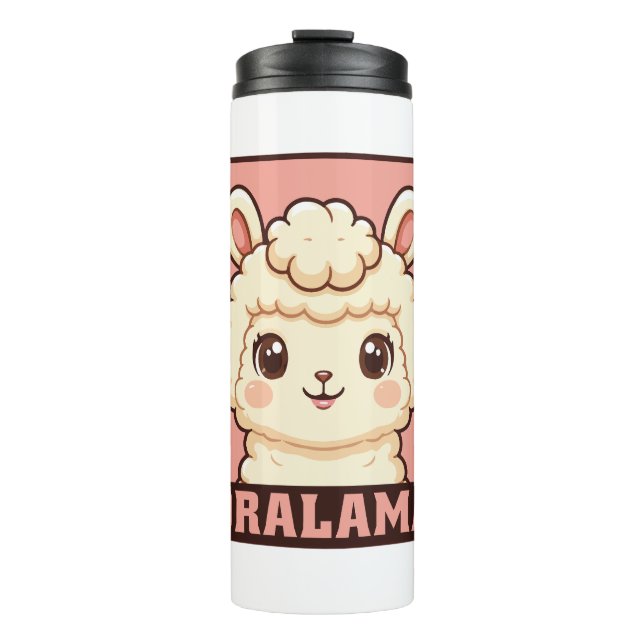 Süße Llama-Illustrationsdesign Thermosbecher (Vorderseite)