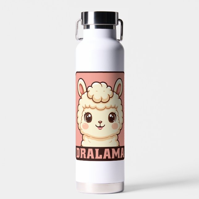 Süße Llama-Illustrationsdesign Trinkflasche (Vorne)