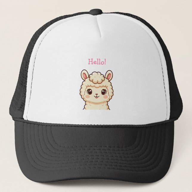 Süße Llama-Illustrationsdesign Truckerkappe (Vorderseite)