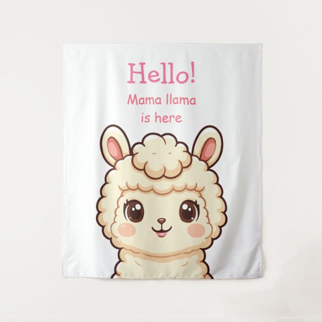 Süße Llama-Illustrationsdesign Wandteppich (Vorderseite)