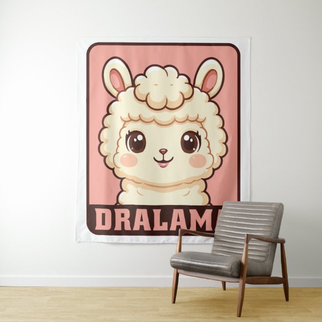Süße Llama-Illustrationsdesign Wandteppich (Beispiel)