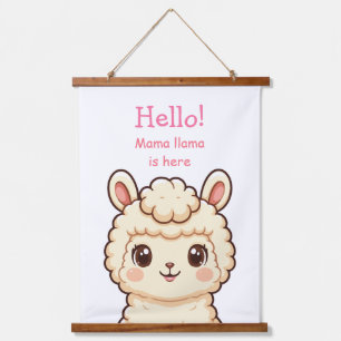 Süße Llama-Illustrationsdesign Wandteppich Mit Holzrahmen