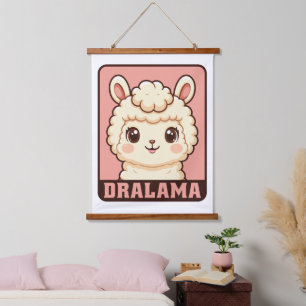 Süße Llama-Illustrationsdesign Wandteppich Mit Holzrahmen