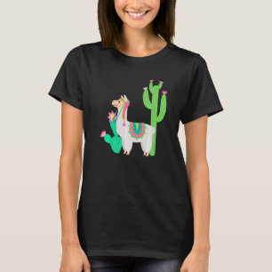 Süße Llama Mit Blume & Kaktus Kameliden Outfit T-Shirt