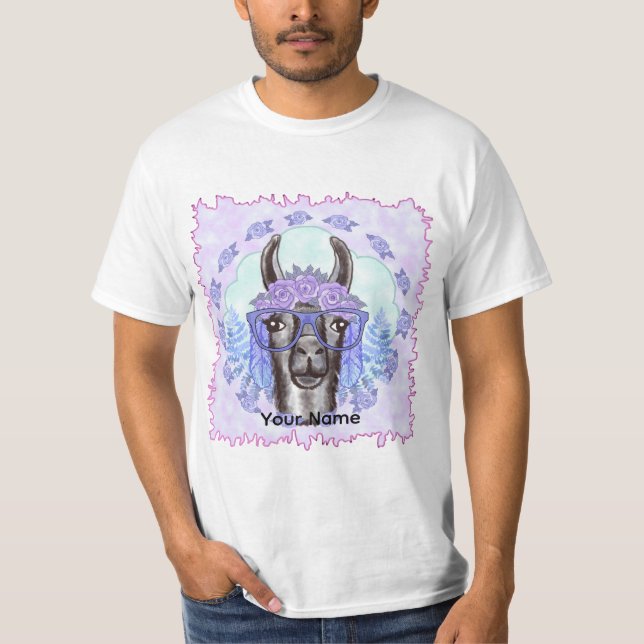 Süße Llama mit Brille  T-Shirt (Vorderseite)