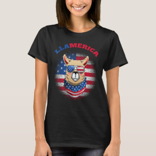Süße Llamerica Lama & Sonnenbrille USA-Flagge Unab T-Shirt