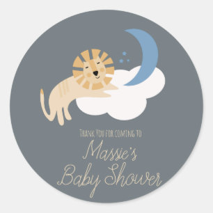 Süße Löwe Mond Wolke Baby Shower   Runder Aufkleber